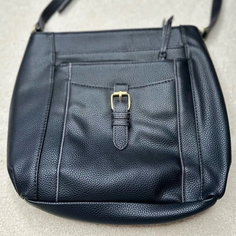 St John's Bay: Black Leather Cross Body Purse